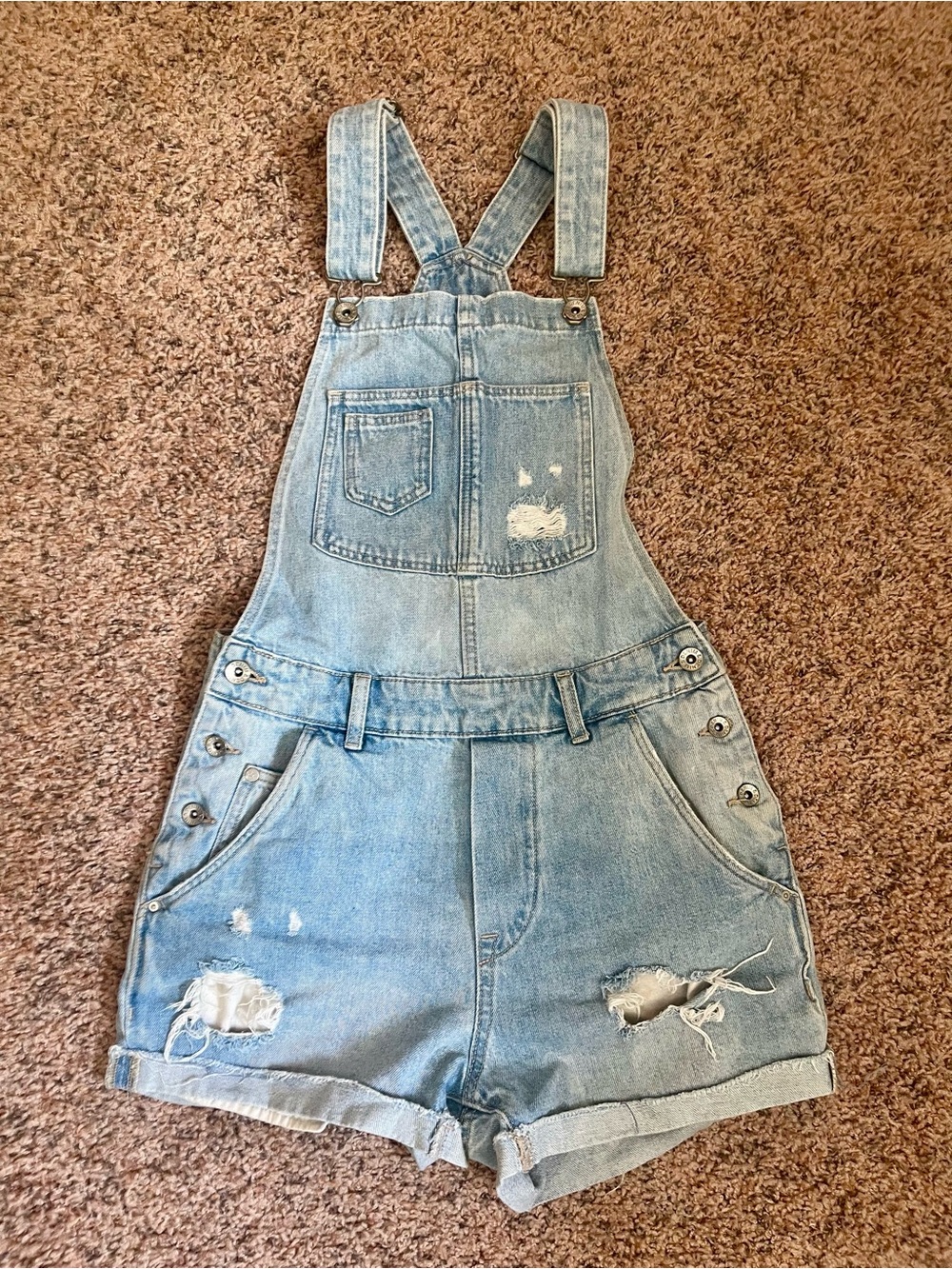 Light Blue Distressed &Denim Overalls